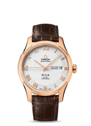 Omega - 431.53.41.22.02.001  De Ville Co-Axial Annual Calendar Red Gold / Silver / Alligator