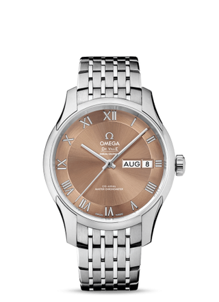 Omega - 433.10.41.22.10.001  De Ville Hour Vision Master Chronometer Annual Calendar Stainless Steel / Brown / Bracelet