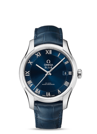 Omega - 433.13.41.21.03.001  De Ville Hour Vision Master Chronometer Stainless Steel / Blue