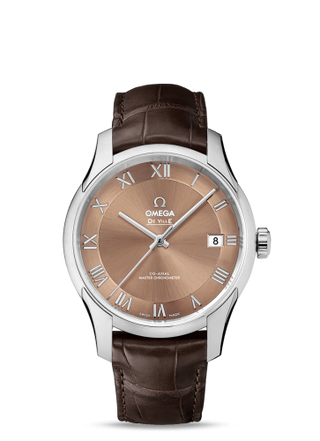 Omega - 433.13.41.21.10.001  De Ville Hour Vision Master Chronometer Stainless Steel / Brown