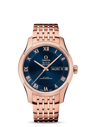 Omega - 433.50.41.22.03.001  De Ville Hour Vision Master Chronometer Annual Calendar Sedna Gold / Blue / Bracelet