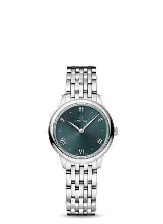 Omega - 434.10.28.60.10.001  De Ville Quartz 27.5 Stainless Steel / Turquoise / Bracelet