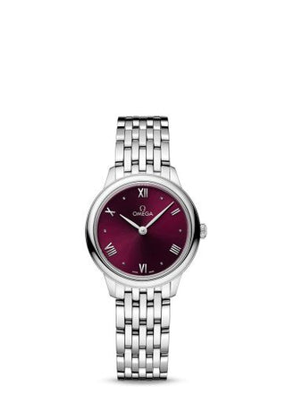 Omega - 434.10.28.60.11.001  De Ville Quartz 27.5 Stainless Steel / Burgundy / Bracelet