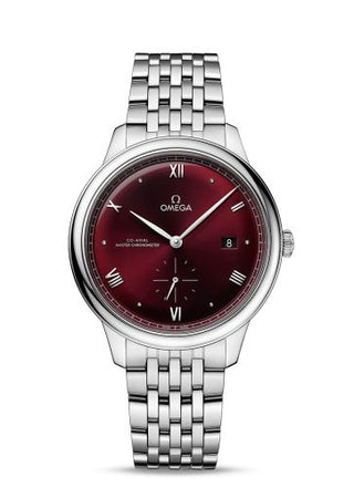 Omega - 434.10.41.20.11.001  De Ville Small Seconds Master Chronometer Stainless Steel / Burgundy / Bracelet