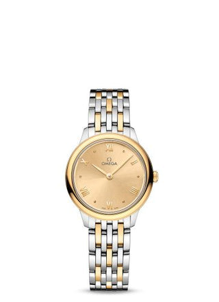 Omega - 434.20.28.60.08.001  De Ville Quartz 27.5 Stainless Steel - Yellow Gold / Champagne / Bracelet