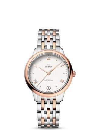 Omega - 434.20.34.20.02.001  De Ville Master Chronometer 34 Stainless Steel - Sedna Gold / White / Bracelet