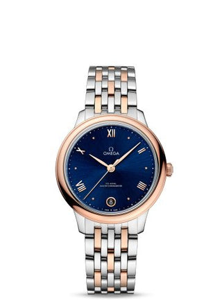 Omega - 434.20.34.20.03.001  De Ville Master Chronometer 34 Stainless Steel - Sedna Gold / Blue / Bracelet