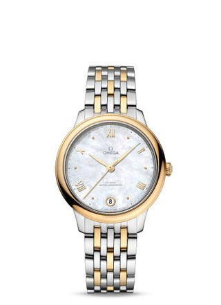 Omega - 434.20.34.20.05.002  De Ville Master Chronometer 34 Stainless Steel - Yellow Gold / MOP / Bracelet