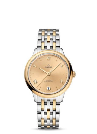 Omega - 434.20.34.20.08.001  De Ville Master Chronometer 34 Stainless Steel - Yellow Gold / Champagne / Bracelet