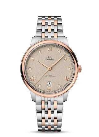 Omega - 434.20.40.20.59.001  De Ville Master Chronometer Stainless Steel - Sedna Gold / Beige - Diamond / Bracelet