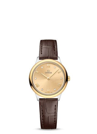 Omega - 434.23.28.60.58.001  De Ville Quartz 27.5 Stainless Steel - Yellow Gold / Champagne - Diamond