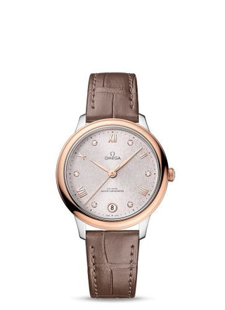 Omega - 434.23.34.20.52.003  De Ville Master Chronometer 34 Stainless Steel - Sedna Gold / Rose - Diamond