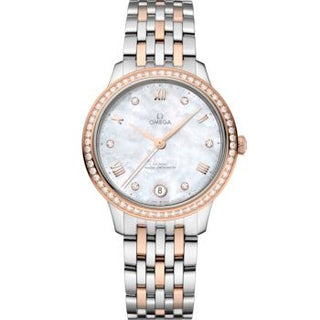 Omega - 434.25.34.20.55.001  De Ville Master Chronometer 34 Stainless Steel - Sedna Gold - Diamond / MOP / Bracelet