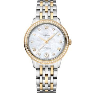 Omega - 434.25.34.20.55.002  De Ville Master Chronometer 34 Stainless Steel - Yellow Gold - Diamond / MOP / Bracelet