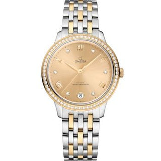 Omega - 434.25.34.20.58.001  De Ville Master Chronometer 34 Stainless Steel - Yellow Gold - Diamond / Champagne / Bracelet