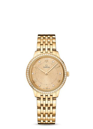 Omega - 434.55.30.60.58.001  De Ville Quartz 30 Yellow Gold - Diamond / Champagne - Diamond / Bracelet