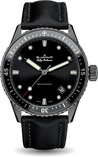 Blancpain - 5000-0130-B52A  Fifty Fathoms Bathyscaphe Ceramic / Black / Canvas