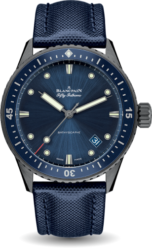 Blancpain - 5000-0240-O52A  Fifty Fathoms Bathyscaphe Ceramic / Blue / Canvas