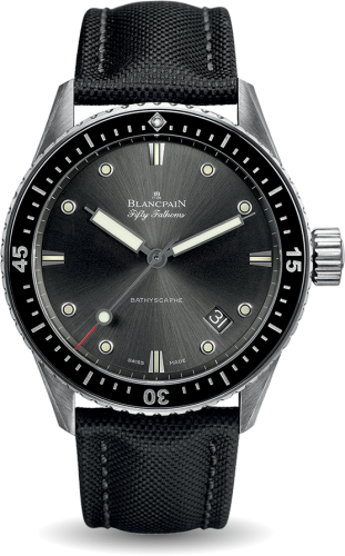 Blancpain - 5000-1110-B52A  Fifty Fathoms Bathyscaphe Stainless Steel / Grey / Black Canvas