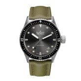 Blancpain - 5000-1110-K52A  Fifty Fathoms Bathyscaphe Stainless Steel / Grey / Sand Canvas