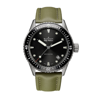 Blancpain - 5000-1230-K52A  Fifty Fathoms Bathyscaphe Titanium / Black / Sand Canvas