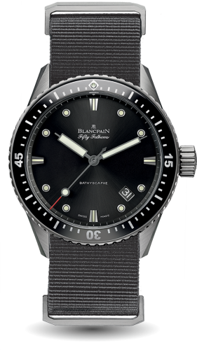 Blancpain - 5000-1230-NABA  Fifty Fathoms Bathyscaphe Titanium / Black / Grey Nato