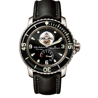 Blancpain - 5025-1530-52A  Fifty Fathoms Tourbillon 8 Jours White Gold / Black / Black Canvas