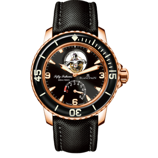 Blancpain - 5025-3630-52A  Fifty Fathoms Tourbillon 8 Jours Red Gold / Black / Black Canvas