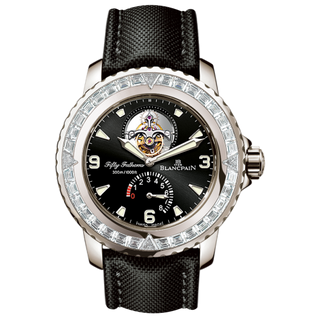 Blancpain - 5025-5230-52A  Fifty Fathoms Tourbillon 8 Jours White Gold / Diamonds / Black Canvas