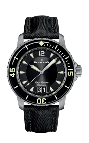 Blancpain - 5050-12B30-B52A  Fifty Fathoms Automatique Grande Date Titanium / Black / Black Canvas