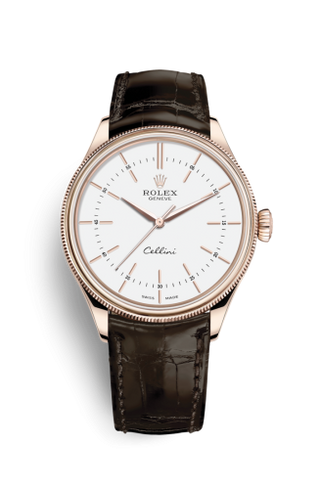 Rolex - 50505-0020  Cellini Time Everose / White / Alligator Brown