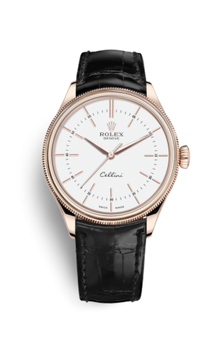 Rolex - 50505-0021  Cellini Time Everose / White / Alligator Black