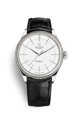 Rolex - 50509-0016  Cellini Time White Gold / White / Alligator Black