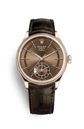 Rolex - 50525-0015  Cellini Dual Time Everose / Brown / Alligator Brown