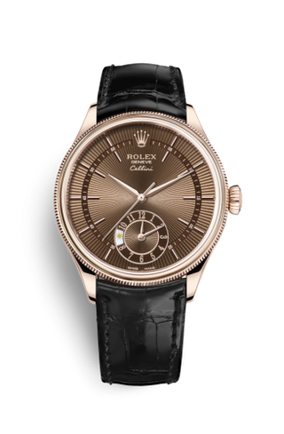 Rolex - 50525-0016  Cellini Dual Time Everose / Brown / Alligator Black