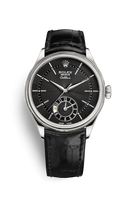 Rolex Cellini Dual Time White Gold / Silver / Alligator Black (50529-0007)