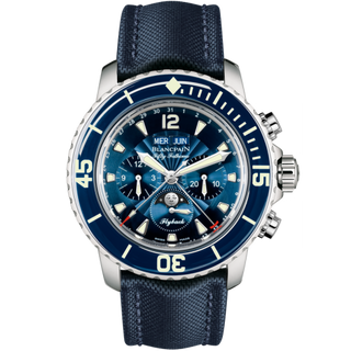 Blancpain - 5066F-1140-52B  Fifty Fathoms Chronographe Flyback Quantieme Complet Stainless Steel / Blue / Blue Canvas