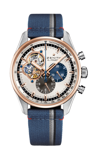 Zenith - 51.2080.4061/69.C802  El Primero Chronomaster Open Stainless Steel / Rose Gold / Silver 1969 / Fabric