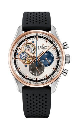 Zenith - 51.2080.4061/69.R576  El Primero Chronomaster Open Stainless Steel / Rose Gold / Silver 1969 / Rubber