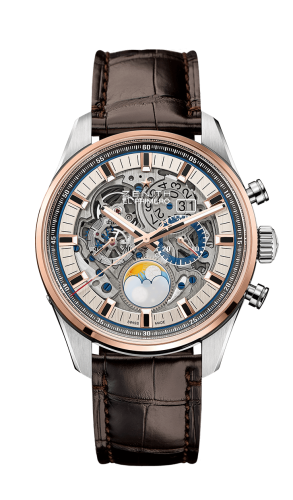 Zenith - 51.2530.4047/78.C810  El Primero Chronomaster Grande Date Full Open Stainless Steel / Pink Gold / Alligator