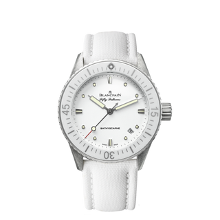 Blancpain - 5100-1127-W52A  Fifty Fathoms Bathyscaphe Stainless Steel / White / White Canvas