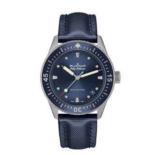 Blancpain - 5100-1140-O52A  Fifty Fathoms Bathyscaphe Stainless Steel / Blue / Blue Canvas