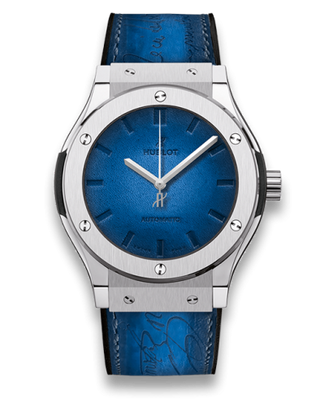 Hublot - 511.NX.050B.VR.BER16  Classic Fusion 45 Berluti Scritto Titanium / Blue