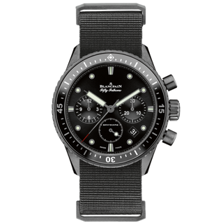 Blancpain - 5200-0130-NABA  Fifty Fathoms Bathyscaphe Flyback Chronograph Black Ceramic / Black / Black Nato