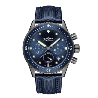 Blancpain - 5200-0240-52A  Fifty Fathoms Bathyscaphe Flyback Chronograph Grey Ceramic / Blue / Blue Canvas