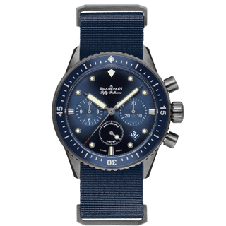 Blancpain - 5200-0240-NAOA  Fifty Fathoms Bathyscaphe Flyback Chronograph Grey Ceramic / Blue / Blue Nato