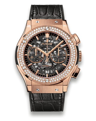 Hublot - 525.OX.0180.LR.1104  Classic Fusion 45 Aerofusion Chronograph King Gold / Diamond / Alligator