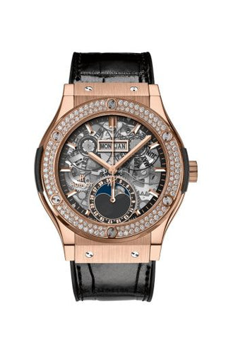 Hublot - 547.OX.0180.LR.1104  Classic Fusion Aerofusion Moonphase King Gold - Diamond / Alligator