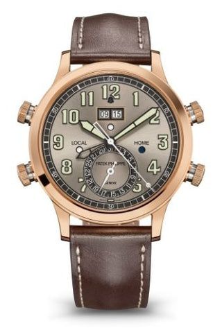 Patek Philippe - 5520RG-001  Calatrava Pilot Travel Time Alarm 5520 Rose Gold / Grey