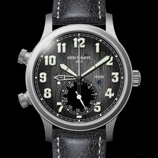 Patek Philippe - 5524T-010  Calatrava Pilot Travel Time 5524 Titanium / Black